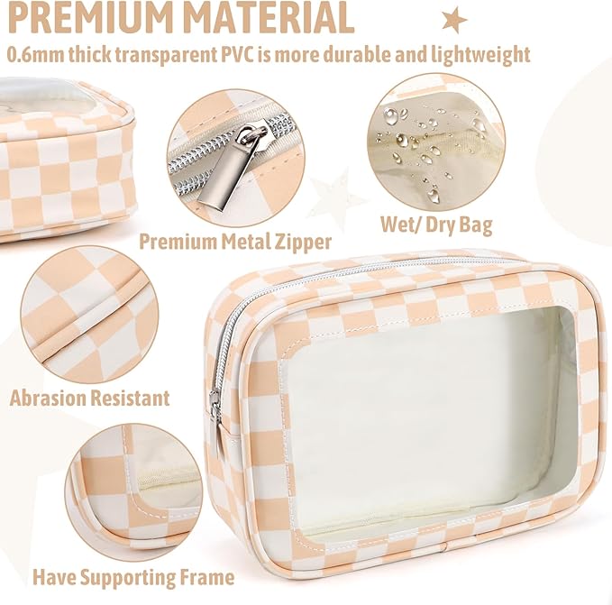 YOPCDJ 5PCS Diaper Bag Organizer Pouch Set, TSA Approved Toiletry Bag，Clear Waterproof TPU Makeup Bag Set Travel Organizer Bags for Women and Kids