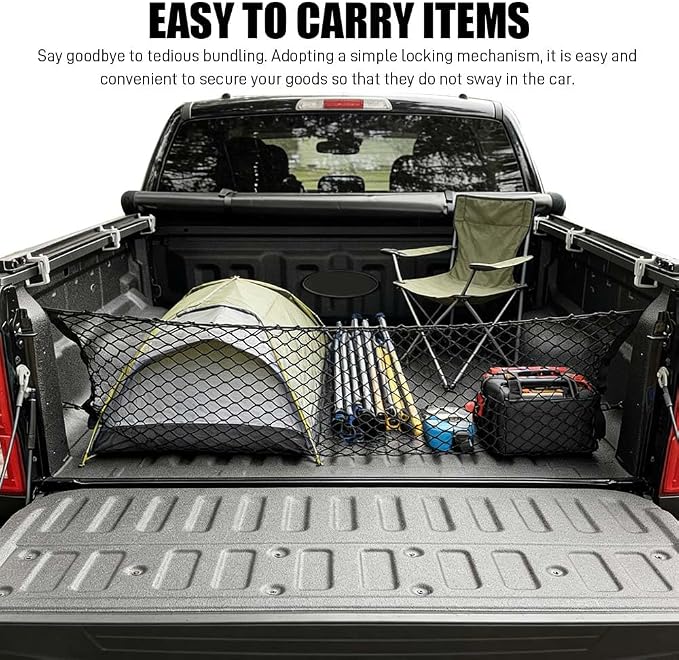 Cargo Net Stretchable, Trunk Bed Net, 43.3x15.7 Inch Adjustable Elastic Trunk Storage Net with Hook, Double-Layered Network Car Accessories for SUVs, Cars, and Trucks (43.3x15.7 Inch)