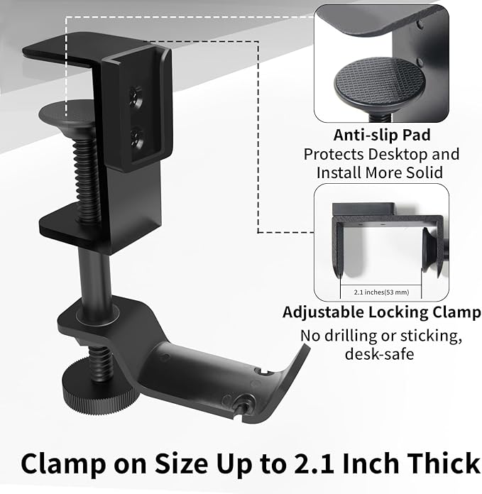 OOKUU 4-in-1 Desk Organizer- Large Desk Cup Holder Clamp with Headphone Stand, Pencil Holder and Phone Stand - Detachable, Rotating Hanger, Office & PC Gaming Accessories for Cup, Phone and Pen