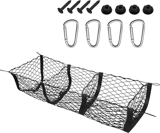 Cargo Net for Car, Truck Bed Organizer, Expandable 3 Pocket Trunk Bed Storage Organizer, Adjustable Elastic Heavy Duty Cargo Net Car Storage Accessories for Most SUV Pickup Truck (120CM)