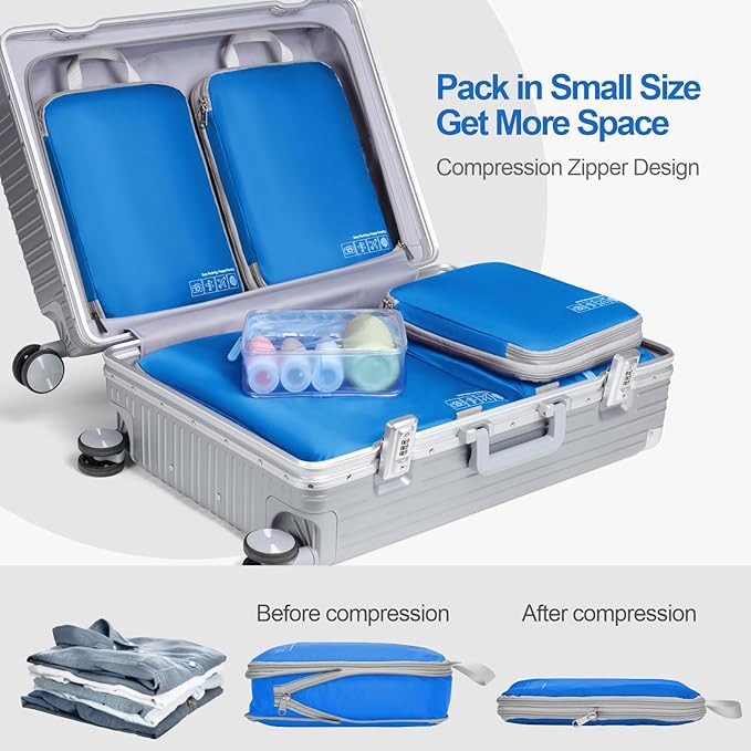 Cambond Compression Packing Cubes for Travel Women - Lightweight Luggage Organizers Bag Packing Cubes for Carry on Suitcases