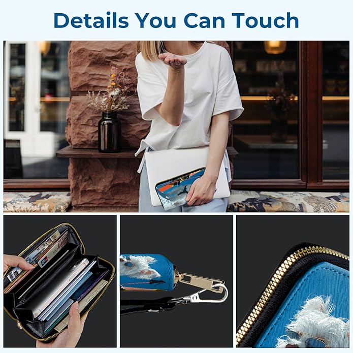 Wristlet Wallet for Women, RFID Blocking Phone Wallet, Large Capacity Zip Around Clutch, Fits iPhone 15 Pro Max, Travel Organizer Purse