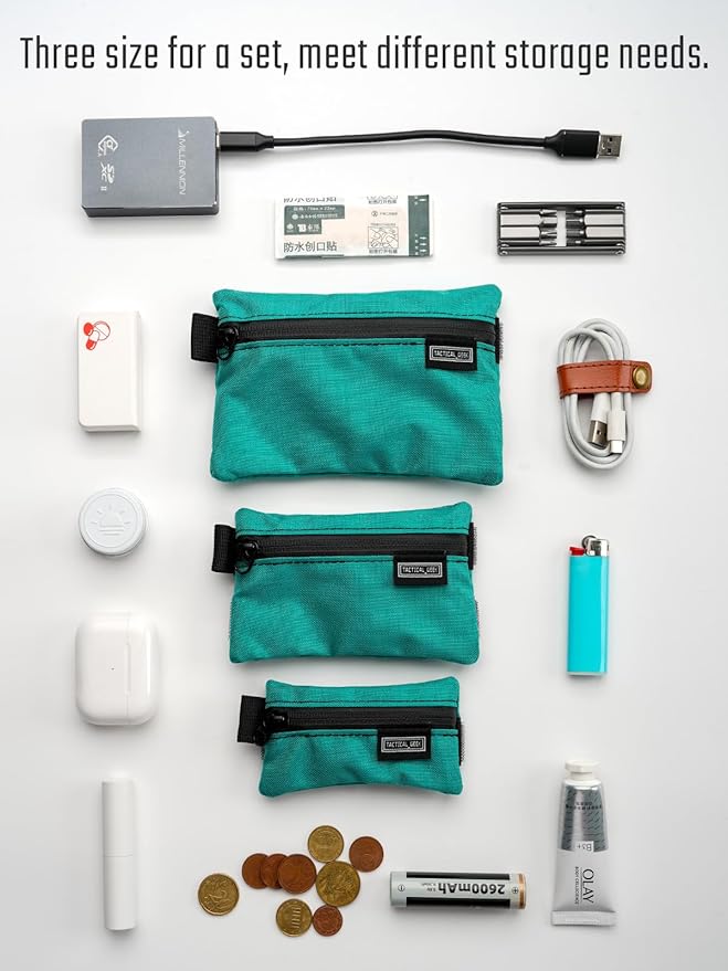 TACTICAL_GEEK Storage A5 EDC Storage Pouch Set, Molle EDC Gadget Pouch, Multi-Functional Utility Small Tool Pocket for Daily Carry (Turquoise)