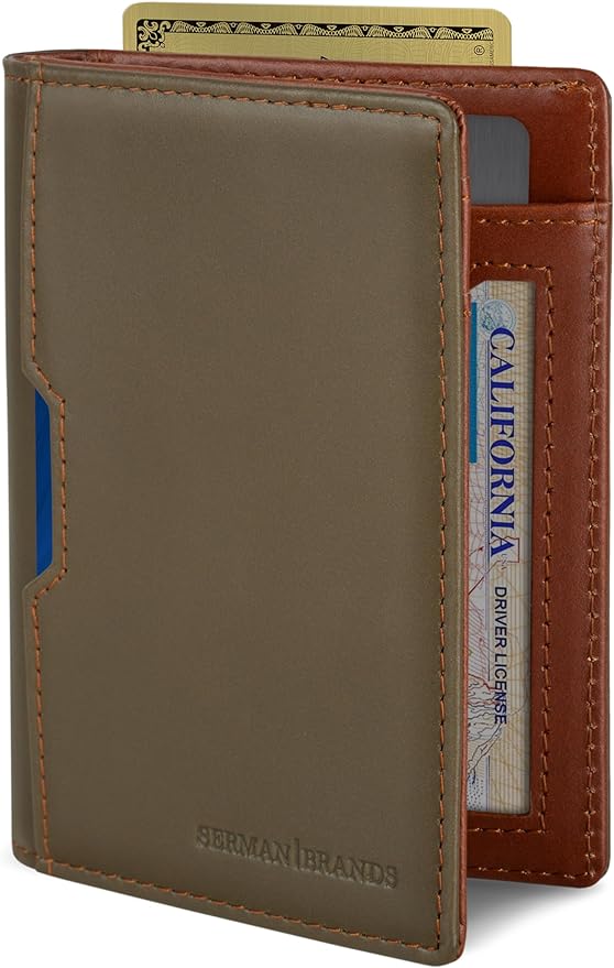 SERMAN BRANDS - Wallets for Men Slim Mens leather RFID Blocking Minimalist Card Front Pocket Bifold Travel Thin