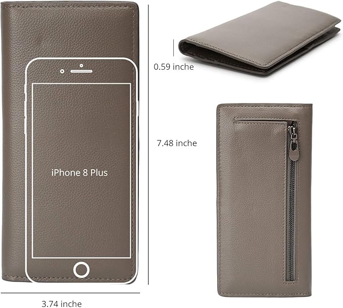 Bveyzi Ultra Slim Thin Leather RFID Blocking Credit Card Holder Bifold Clutch Wallets for Women
