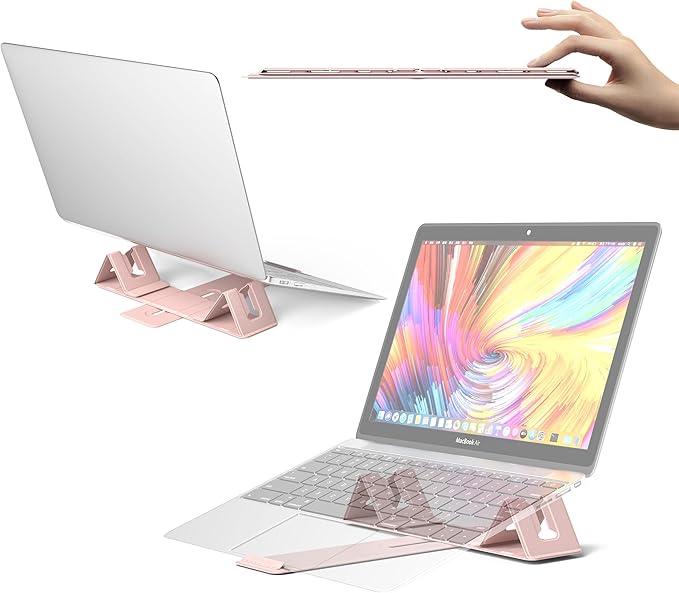 Perilogics Magnetic Adjustable Travel Laptop Stand for Digital Nomads and Business Travelers. Compact, Foldable, and Ideal for Desk Use. Elevate Your Work Experience with Our Laptop Riser on the Go