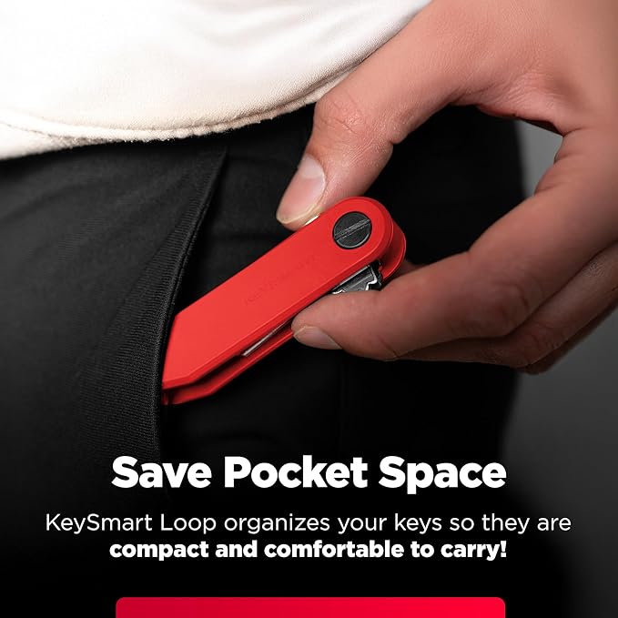 KeySmart Loop - Keychain Key Holder, FKM Silicone Compact Key Organizer for Key Chain, Clutter-Free Compact EDC Key Chains
