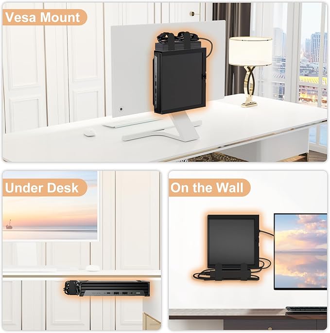 Mount for HP Mini PC Wall VESA and Under Desk Mount for HP EliteDesk 800 805 705, HP Pro Mini 400 260, HP ProDesk 600 400 405 Desktop Mini PC Wall Mount Bracket for HP