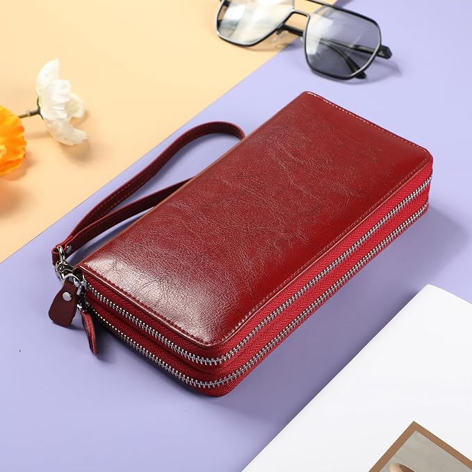 Lavemi Small Compact Women Wallet RFID Blocking Genuine Leather Bifold Purse with ID Windows