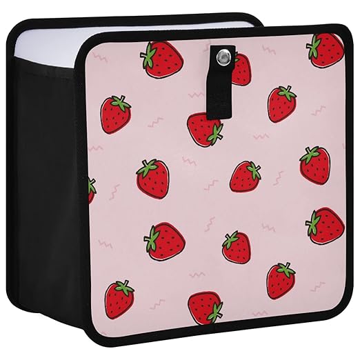 Cute Strawberry Pink Car Trash Can, Foldable Hanging Car Trash Bag, Small Waterproof Car Accessories Garbage Bin
