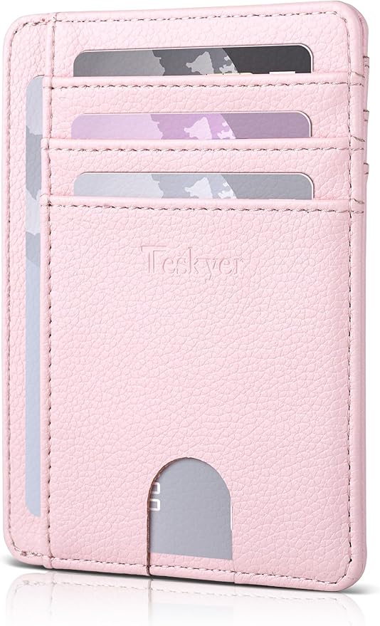 Teskyer Slim Wallet for Men, Minimalist Front Pocket RFID Blocking Leather Wallet Credit Card Holder for Men & Women