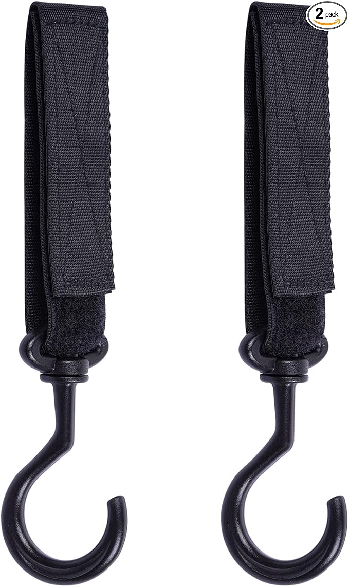 Wisdompro Car Seat Headrest Hook, 2 Pack Multi-Purpose Hanger for Handbag, Purse, Coat, Clothes & Grocery Bag - Black