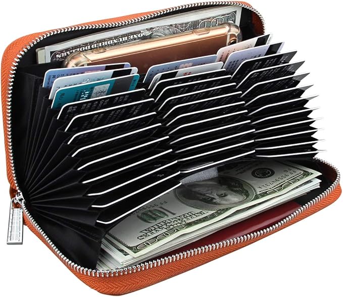Women 36 Slots RFID Blocking Card Holder Large Long Leather Zipper Organizer Accordion Wallet