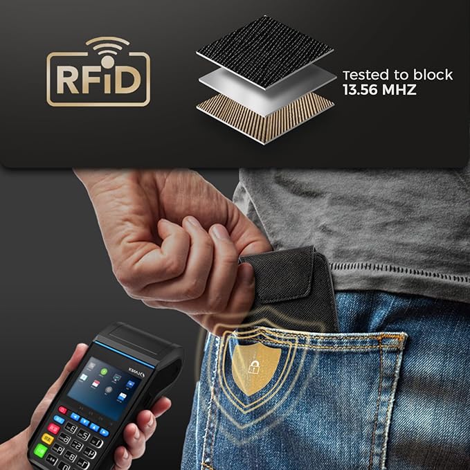 Zitahli Slim Wallet for Men with Pull-Up Tab & Cash Strap - Front Pocket Minimalist Easy Access Card Holder, RFID Blocking, Holds 8 Cards & 10-15 Bills