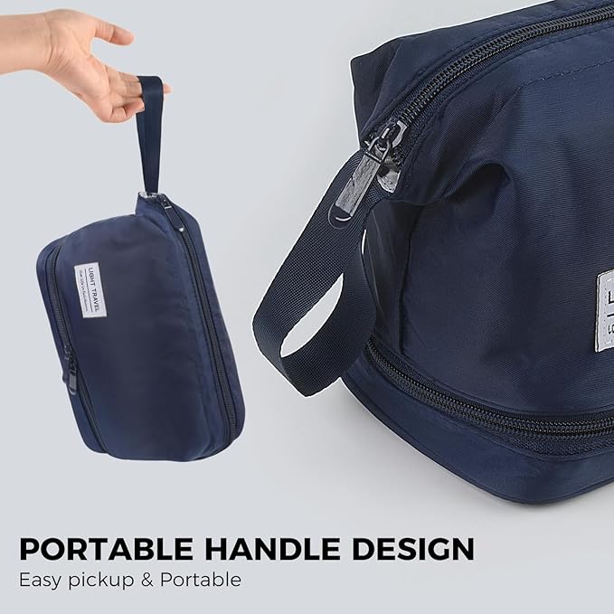 SINLAND Travel Toiletry Bag Water-resistant with Hanging Hook for Womens Large Packing with Waterproof Wet/Dry Compartment Travel Shower Bags Travel Toiletry Organizer Dopp Kit Shaving Bag