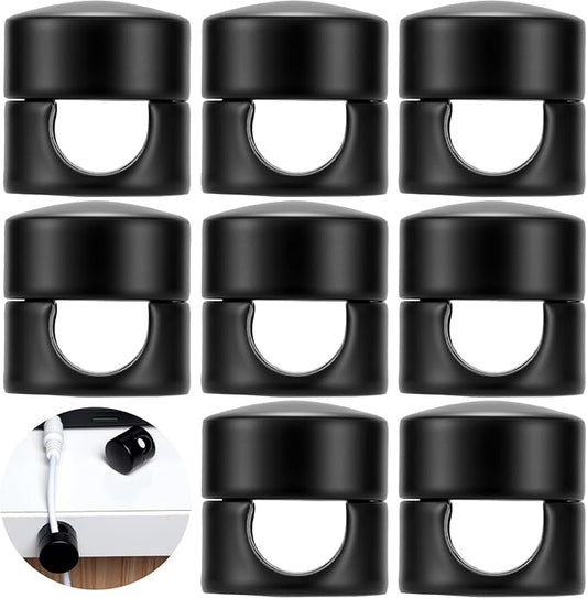 8 Sets Charger Holders for Cords, Matte Black Color Adjustable Cable Anchor Holders, Adhesive Metal Cord Clips, Cable Management Wire Organizers for Desk, Office, Nightstand