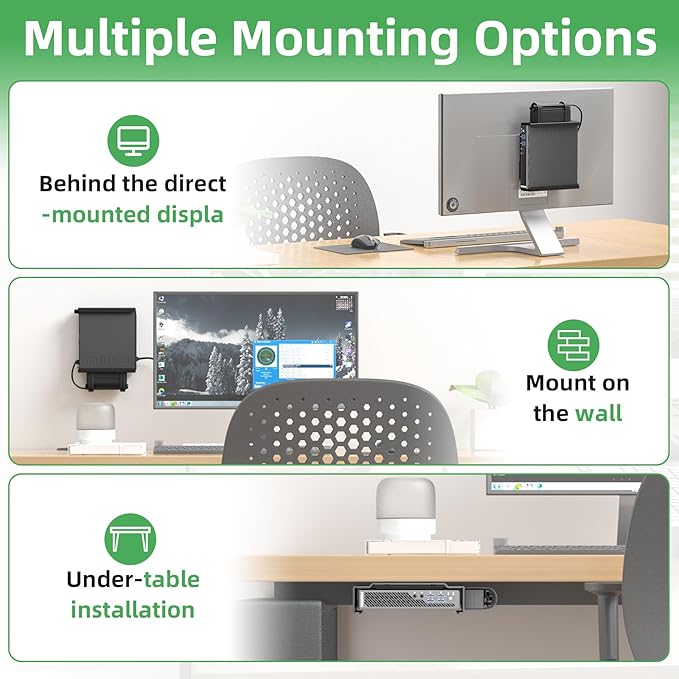 Mini PC Wall Mount Compatible with Dell OptiPlex Micro,Fits MFF 7050,7010,7020,7080,5070,7060,7090,3060,3040,3046,3050,3090,3060,9020, Mini PC Stand for Vesa Mount, Wall, Under Desk