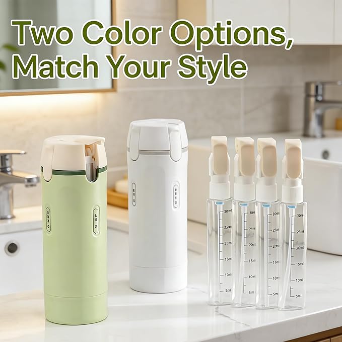 4 in 1 Travel Dispenser, 4 Pack 30ML Travel Bottles with Stickers for Toiletries, Leak Proof Travel Size Containers, Portable for Shampoo Lotion Conditioner Cream Green