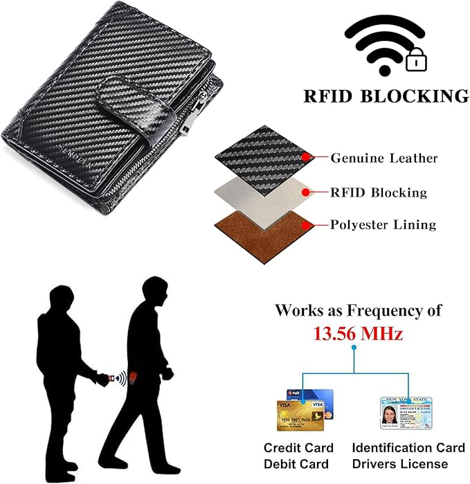 SENDEFN Men's Wallet Genuine Leather Bifold RFID Blocking Wallets for Men Credit Card Holder with Coin Pocket