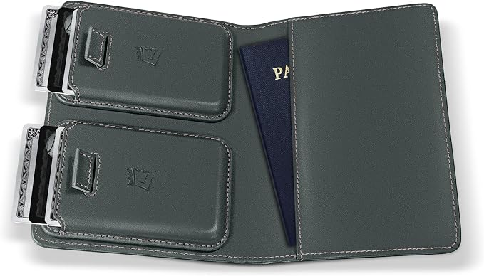 Kings Loot Passport Holder Wallet – RFID Blocking Leather Travel Wallet with Built-in Airtag Holder – Holds 1-6 Cards & Passport – Easy Pull Tab – Slim & Stylish Wallets (Blue Haven)