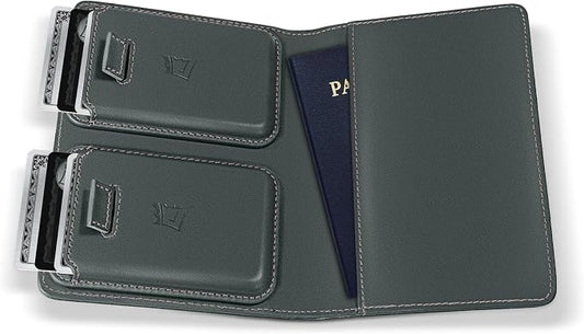 Kings Loot Passport Holder Wallet – RFID Blocking Leather Travel Wallet with Built-in Airtag Holder – Holds 1-6 Cards & Passport – Easy Pull Tab – Slim & Stylish Wallets (Blue Haven)