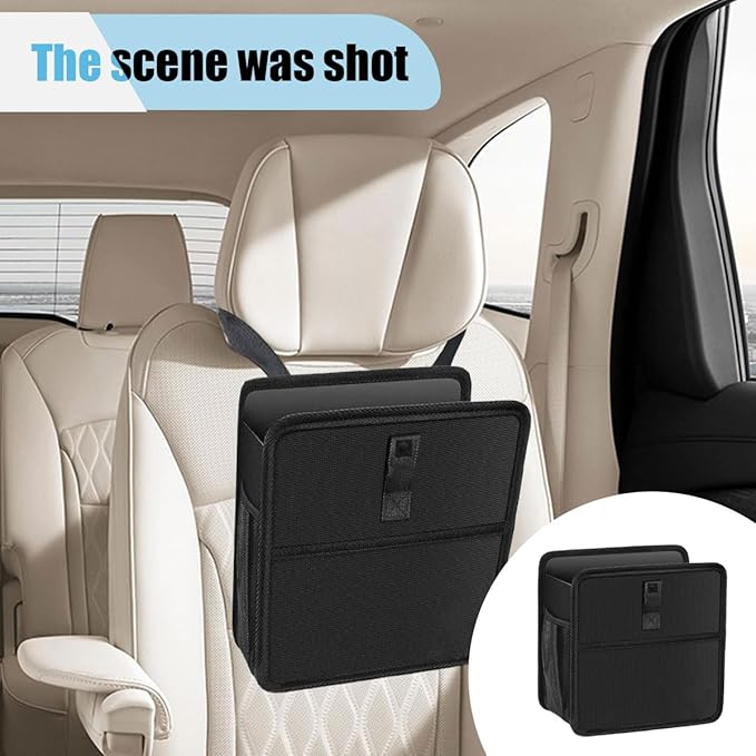 Car Trash Can, Hanging Waterproof & Leakproof Autmotive Storage Bag, Foldable Washable Vehicle Garbage Container, 2.6 Gallon Portable Auto Rubbish Bin for Sedan SUV Truck (Large)
