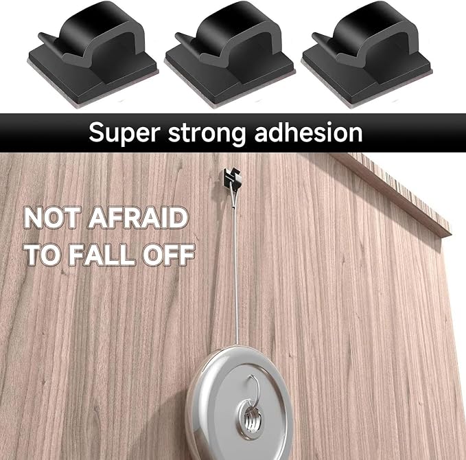 3/4 in Adhesive Cable Clips, 60pcs Outdoor Light Clips, Cord Clips, Sturdy Wire Clips, Finisher Wire Clamp for Home, Car, Office Wire Management Clips (Black, 3/4"-60PCS)
