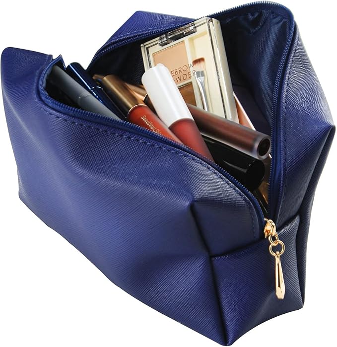 Small Makeup Bag Portable Cosmetic Bag for Women Makeup Pouch Waterproof Toiletry Bag for Travel (Navy Blue, Normal)