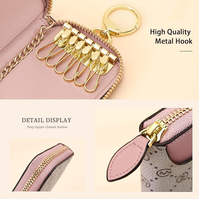 GOLF SUPAGS Women PVC Leather Car Key Chain Card Holder Wallet Pouch 6 Hook Snap Closure keys Money Organizer Case | Card Holder, 6 Hook, Snap Closure, keys, Money Organizer, Case
