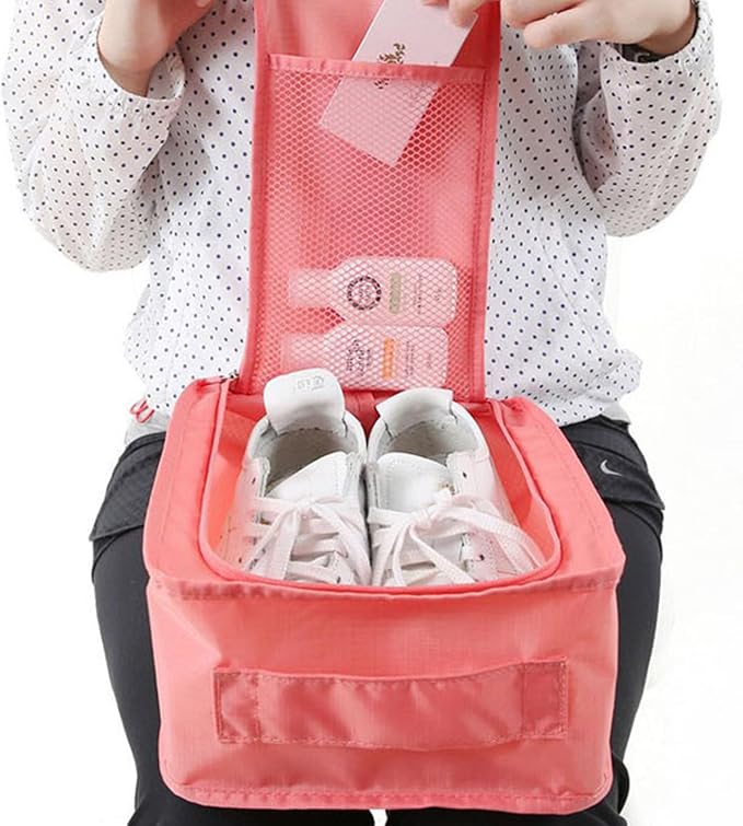 Practical Travel Shoe Pouches Breathable Meshes Compartment Polyester Organiser for Sports Gears Accessories Multifunctional Shoe Organiser