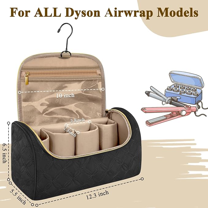 Mancro Travel Storage Case Organizer Compatible with Dyson Airwrap, Hair Dryer, 4 Curling Barrels, 2 Smoothing Brushes, Volumizing Brush, Lightweight Travel Carrying Case for Hair Curler Accessories