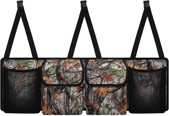 Hanging Car Trunk Organizer Collapsible Car Back Seat Storage Bag Tree Branches and Vines Print Auto Cargo Bags with 4 Large Pockets Universal Automotive Interior Accessories