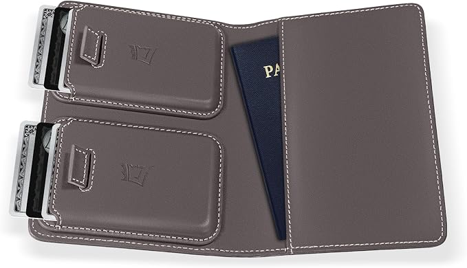 Kings Loot Passport Holder Wallet – RFID Blocking Leather Travel Wallet with Built-in Airtag Holder – Holds 1-6 Cards & Passport – Easy Pull Tab – Slim & Stylish Wallets (Slate)