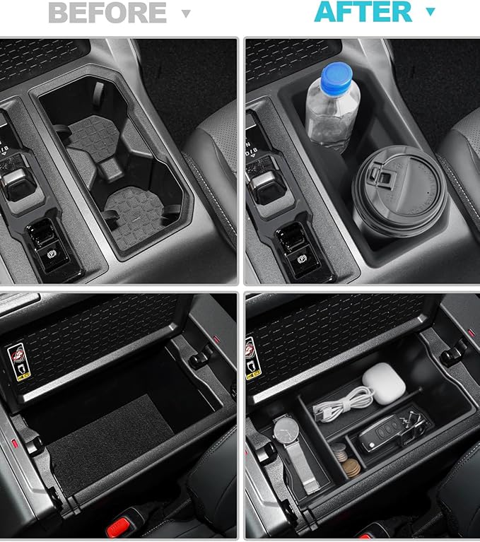 CDEFG 2Pcs for 2026 Toyota RAV4 Center Console Organizer for 2026 Toyota RAV4/ 2026 Toyota RAV4 Hybrid Accessories Middle Console Organizer Armrest Storage Box & Cup Holder