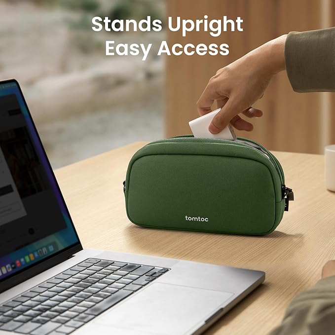 tomtoc Electronics Organizer Travel Case, Water Resistant Travel Bag Cable Organizer for Essentials, Tech Pouch Accessories Carry Storage for Cord, Phone, Cables, Airpods, USB Flash Drive, Daily Items