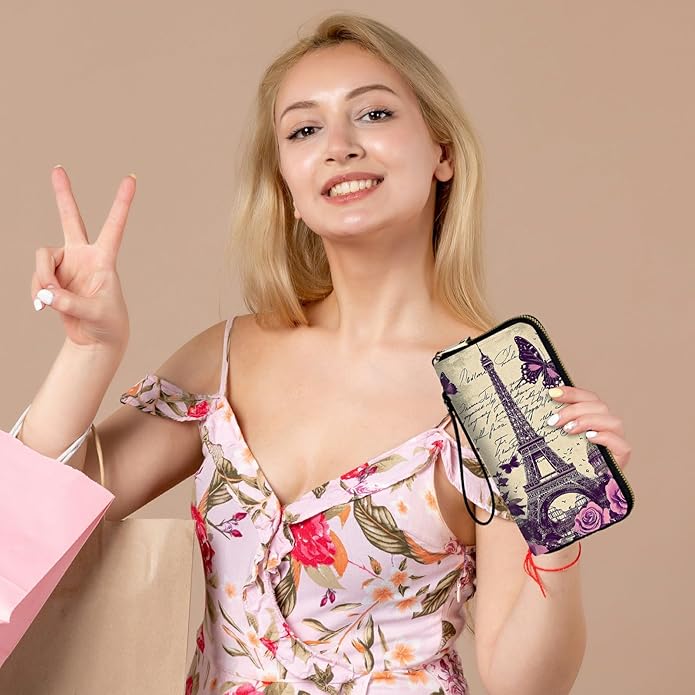 Wristlet Wallet for Women, RFID Blocking Phone Wallet, Large Capacity Zip Around Clutch, Fits iPhone 15 Pro Max, Travel Organizer Purse