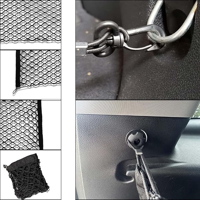 Cargo Net Stretchable, Trunk Bed Net, 43.3x15.7 Inch Adjustable Elastic Trunk Storage Net with Hook, Double-Layered Network Car Accessories for SUVs, Cars, and Trucks (43.3x15.7 Inch)