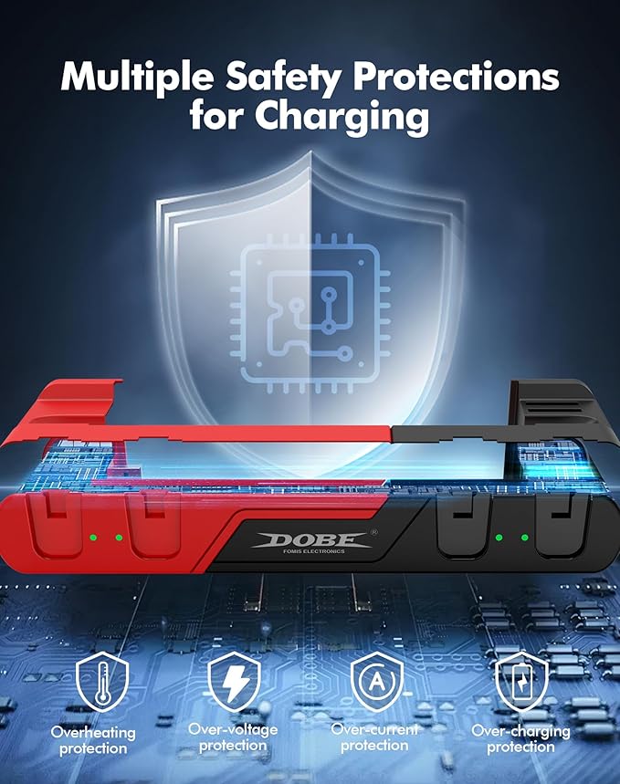 Charging Dock Compatible with Nintendo Switch/OLED Joy-Cons, Charging Station Supports simultaneous Charging of 4 Joy-con, Fully Charges Controllers in Just 2 Hours, All in One Solution for Switch