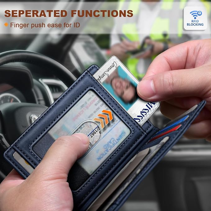 BULLIANT Men Airtag Wallet,Slim Wallet Money Clip Card Holder Magnetic Closure 12 Cards in Front Pocket RFID Blocking