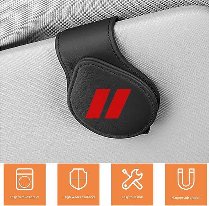 Sunglasses Holder Suit for Dodge Challenger Charger SRT RAM Car Sun Visor Magnetic Leather Glasses Sunglass Clip Eyeglasses Mount Car Accessories for Dodge Owners