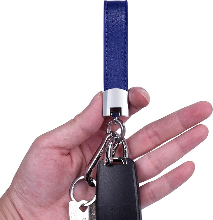 Wisdompro Genuine Leather Car Keychain, Universal Heavy Duty Key Fob Keychain Leather Key Chain Holder for Men and Women