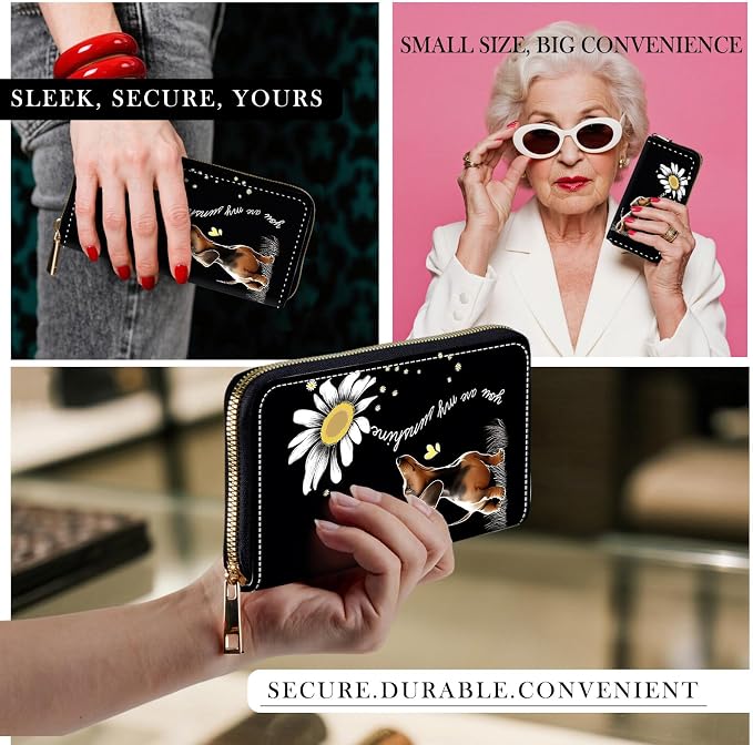 RFID-Blocking Zip Around Wallets for Women with Detachable Wrist Strap,Large Capacity Phone Holder with Card Organizer & Coin Pocket,You are My Sunshine Dachshund