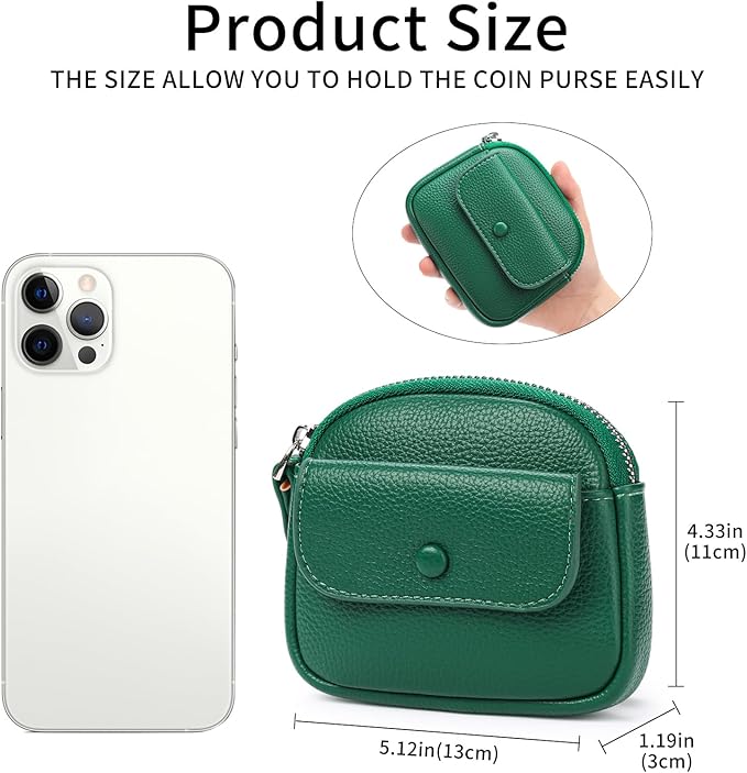 SENDEFN Women's Small Wristlet Coin Pouch Leather Zipper Purse RFID Protection
