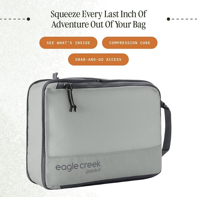 Eagle Creek Pack-It Isolate Compression - Lightweight Cube for Optimizing Luggage Space - Easy-Grab Zipper - Convenient Top Handle - Recycled Materials - Small