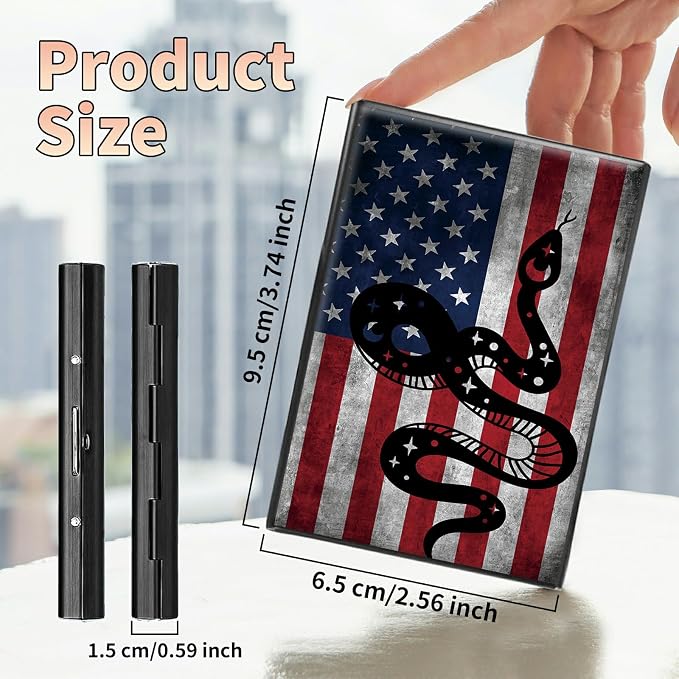 Slim Credit Card Holder, Snake Flag RFID Blocking Metal Wallet for Men & Women, Aluminum Minimalist Hard Case Pocket-Sized Business Cards Organizer (Fits Up to 10 Cards)