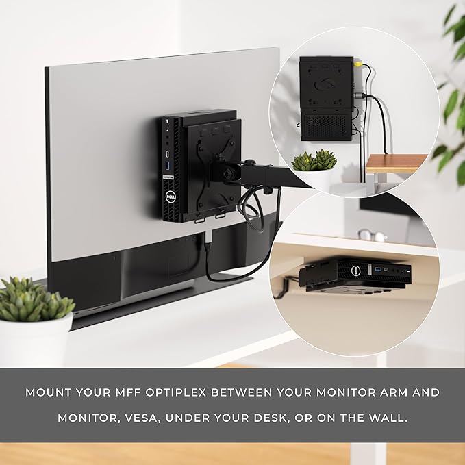 HumanCentric Dual VESA Mount Compatible with Dell OptiPlex Micro Mount, Supports VESA Dell Micro Mount Using Monitor Arm Wall Mount 100x100mm, Power Supply Holder Sold Separately, Part 101-2110
