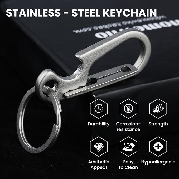 Prometheism Stainless Steel Keychain, Keyring Clip Holder Organizer for Home and Car,Carabiner Keys Finder