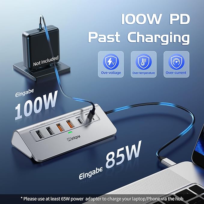 P9R PRO USB C Hub Ethernet, 10Gbps USB C Docking Station 10-in-1 with Type-C & 2 Type-A 3.2 Data, LAN, 4K@60Hz, 2 USB A 2.0, PD 100W, SD/TF Ports, 3.28FT Powered USB Hub for PC, iPhone 17, Mac