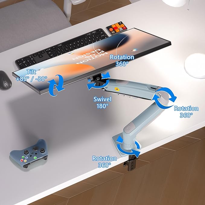 Monitor Mount,Fits 17-30" or Bigger Computer Monitors(Within 19.8lbs), Adjustable Stand with Tilt Rotation Swivel Function, Desk Mount F80 Series (Lake Blue)