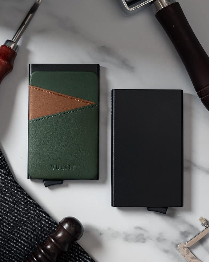 VULKIT Cardholder Wallet for Men Metal Wallets with RFID Blocking Layer Slim Minimalist Aluminum Wallet with Pop up Quick Card Access Business Card Holder, Holds up to 7 Cards